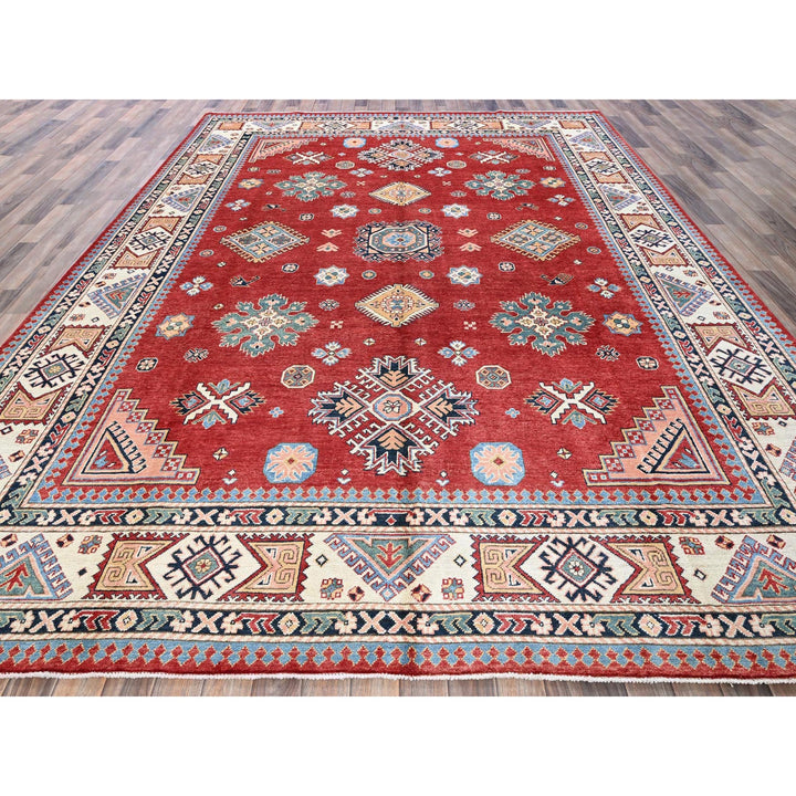 8'11" x 11'10" New Hand Knotted Red Wool Rectangle Oriental Rug - MOA102300