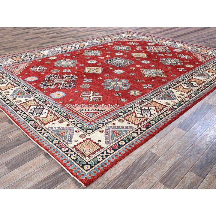 8'11" x 11'10" New Hand Knotted Red Wool Rectangle Oriental Rug - MOA102300