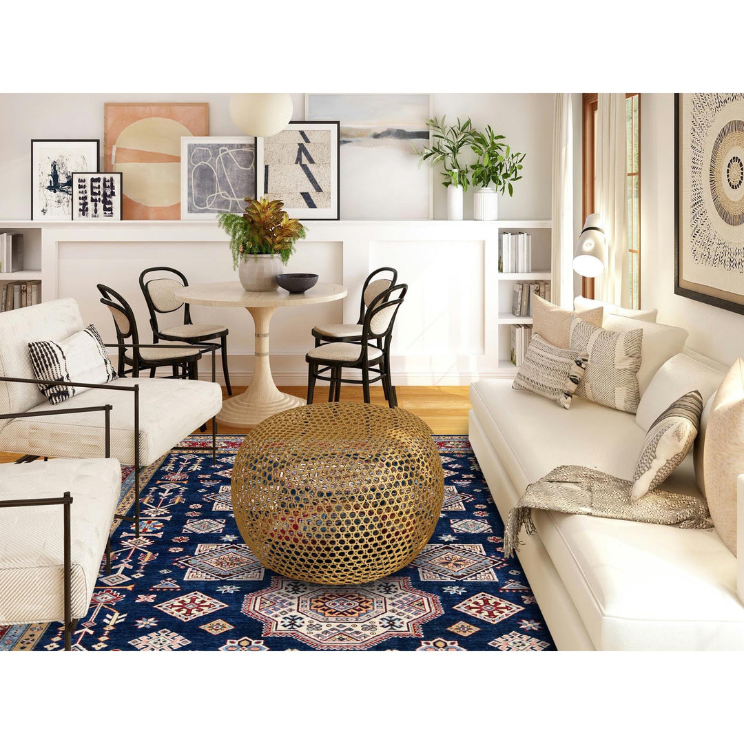 8'0" x 9'10" New Hand Knotted Blue Wool Rectangle Oriental Rug - MOA102303