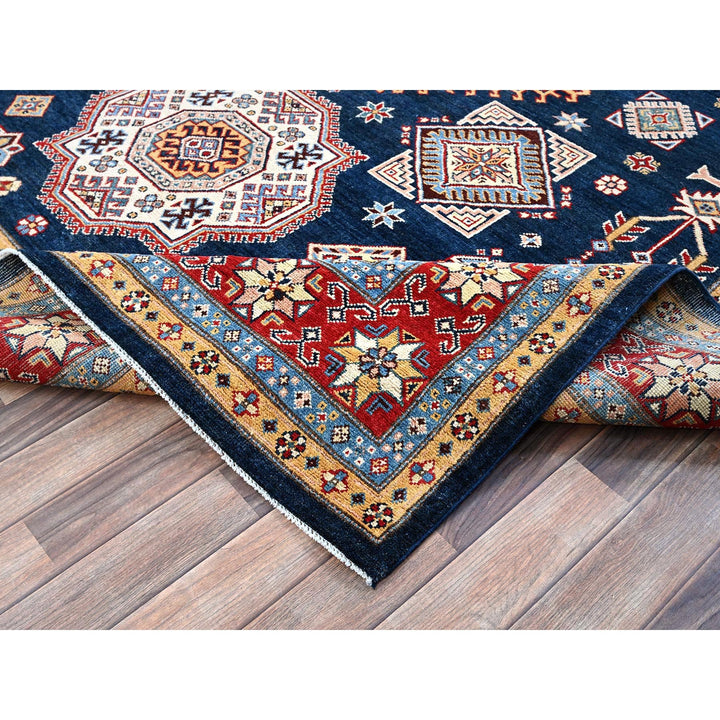 8'0" x 9'10" New Hand Knotted Blue Wool Rectangle Oriental Rug - MOA102303