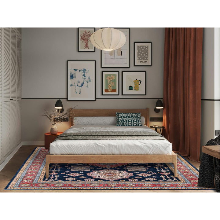 8'1" x 9'8" New Hand Knotted Blue Wool Rectangle Oriental Rug - MOA102304