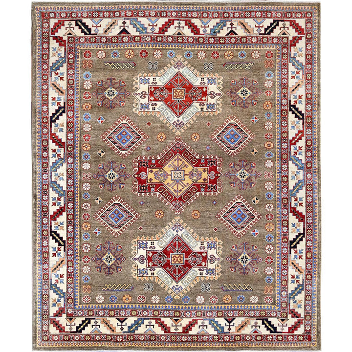 8'2" x 9'11" New Hand Knotted Brown Wool Rectangle Oriental Rug - MOA102305