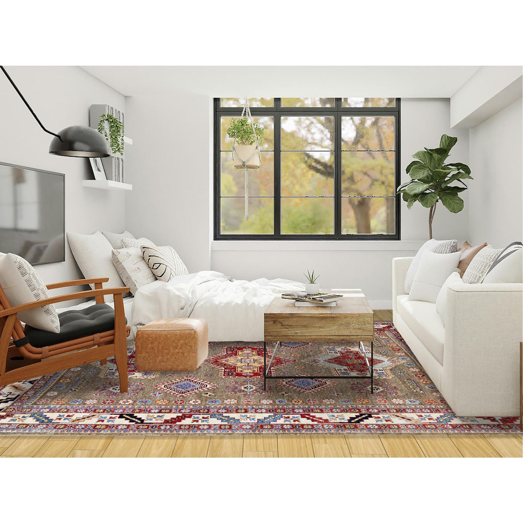 8'2" x 9'11" New Hand Knotted Brown Wool Rectangle Oriental Rug - MOA102305