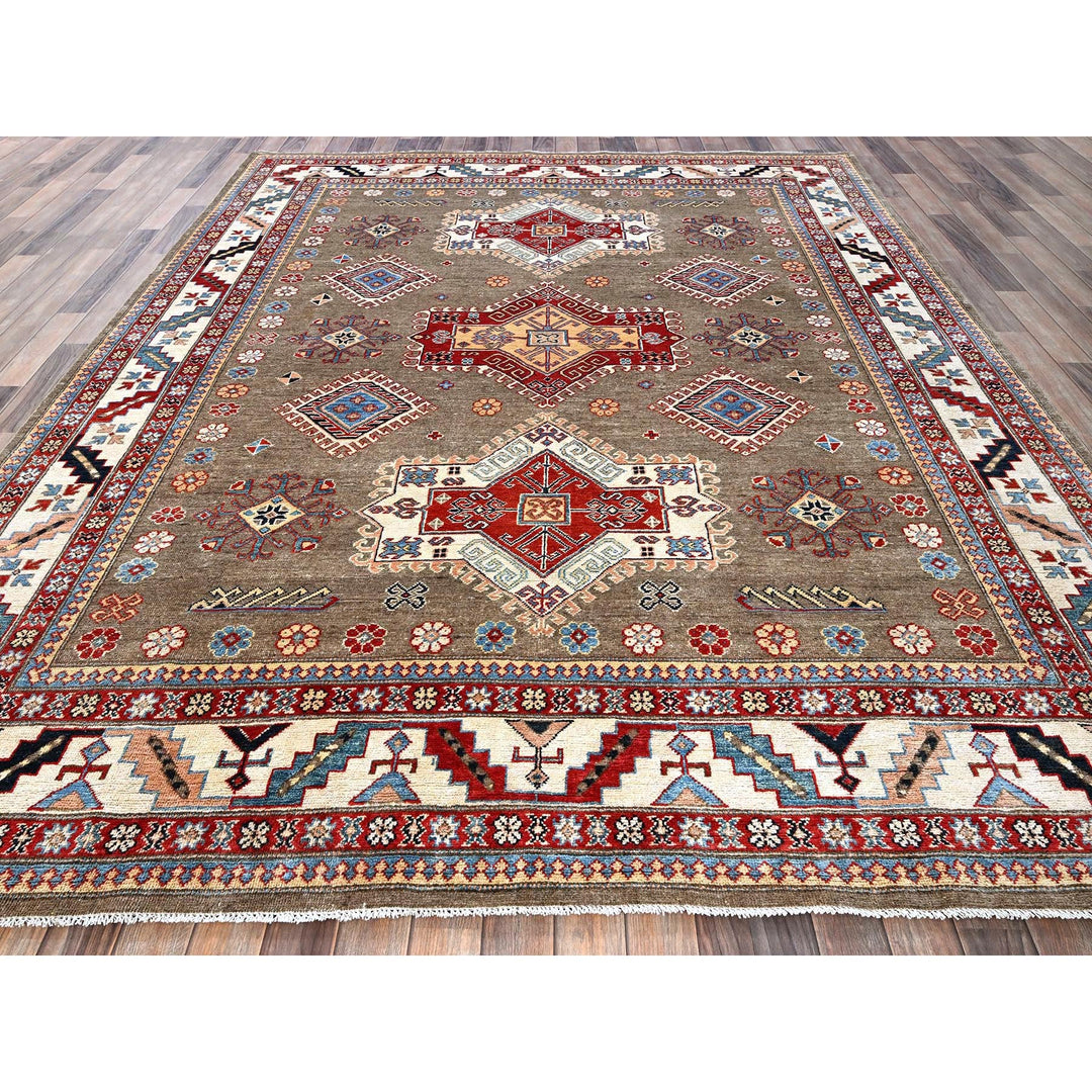 8'2" x 9'11" New Hand Knotted Brown Wool Rectangle Oriental Rug - MOA102305