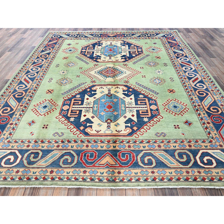 8'4" x 9'7" New Hand Knotted Green Wool Rectangle Oriental Rug - MOA102306