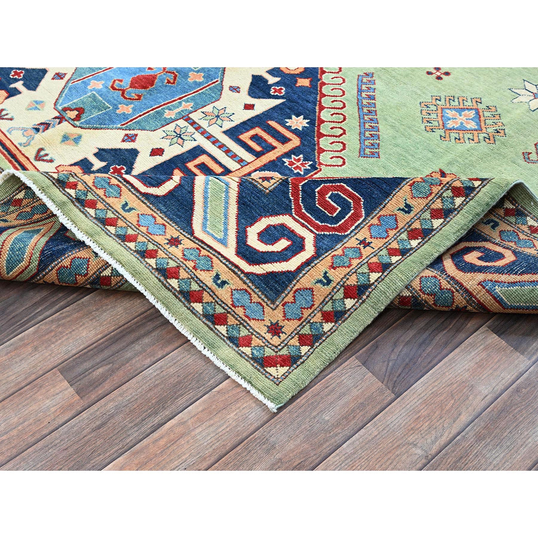 8'4" x 9'7" New Hand Knotted Green Wool Rectangle Oriental Rug - MOA102306