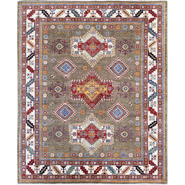 7'11" x 9'8" New Hand Knotted Brown Wool Rectangle Oriental Rug - MOA102308