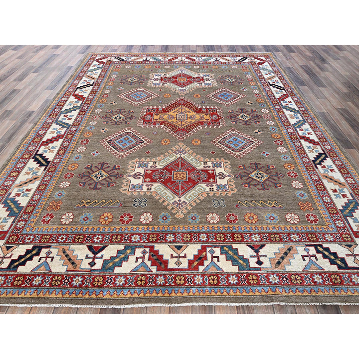 7'11" x 9'8" New Hand Knotted Brown Wool Rectangle Oriental Rug - MOA102308