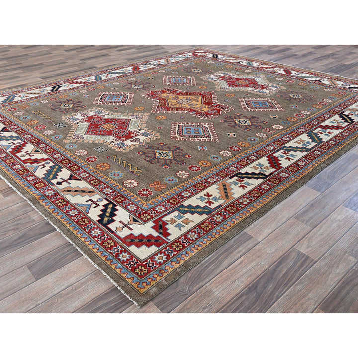 7'11" x 9'8" New Hand Knotted Brown Wool Rectangle Oriental Rug - MOA102308