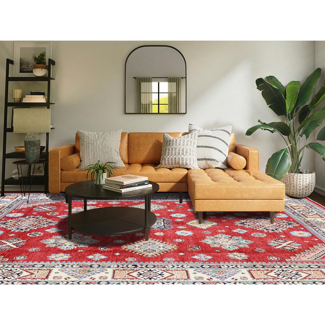 7'10" x 9'9" New Hand Knotted Red Wool Rectangle Oriental Rug - MOA102310