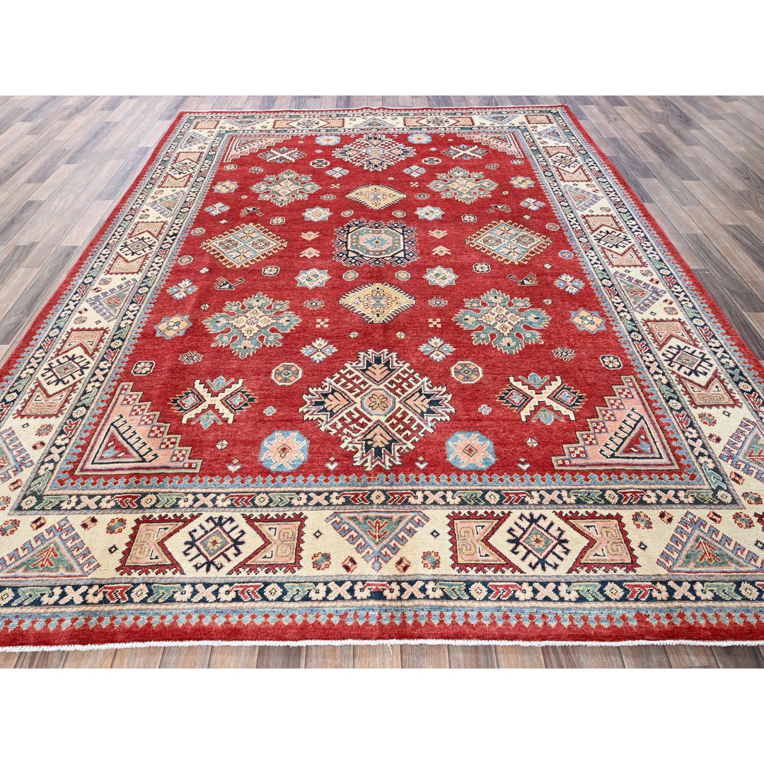 7'10" x 9'9" New Hand Knotted Red Wool Rectangle Oriental Rug - MOA102310