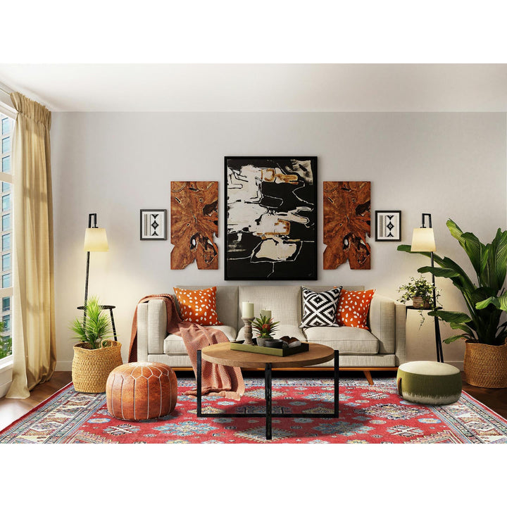 7'11" x 9'11" New Hand Knotted Red Wool Rectangle Oriental Rug - MOA102311