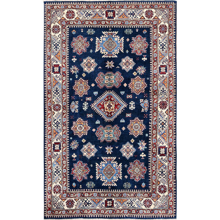 5'6" x 9'3" New Hand Knotted Blue Wool Rectangle Oriental Rug - MOA102313