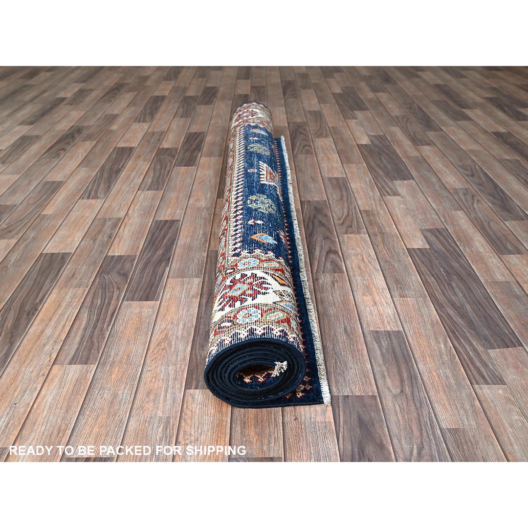 5'6" x 9'3" New Hand Knotted Blue Wool Rectangle Oriental Rug - MOA102313