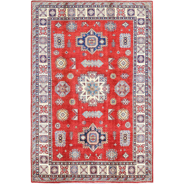 6'0" x 8'11" New Hand Knotted Red Wool Rectangle Oriental Rug - MOA102314