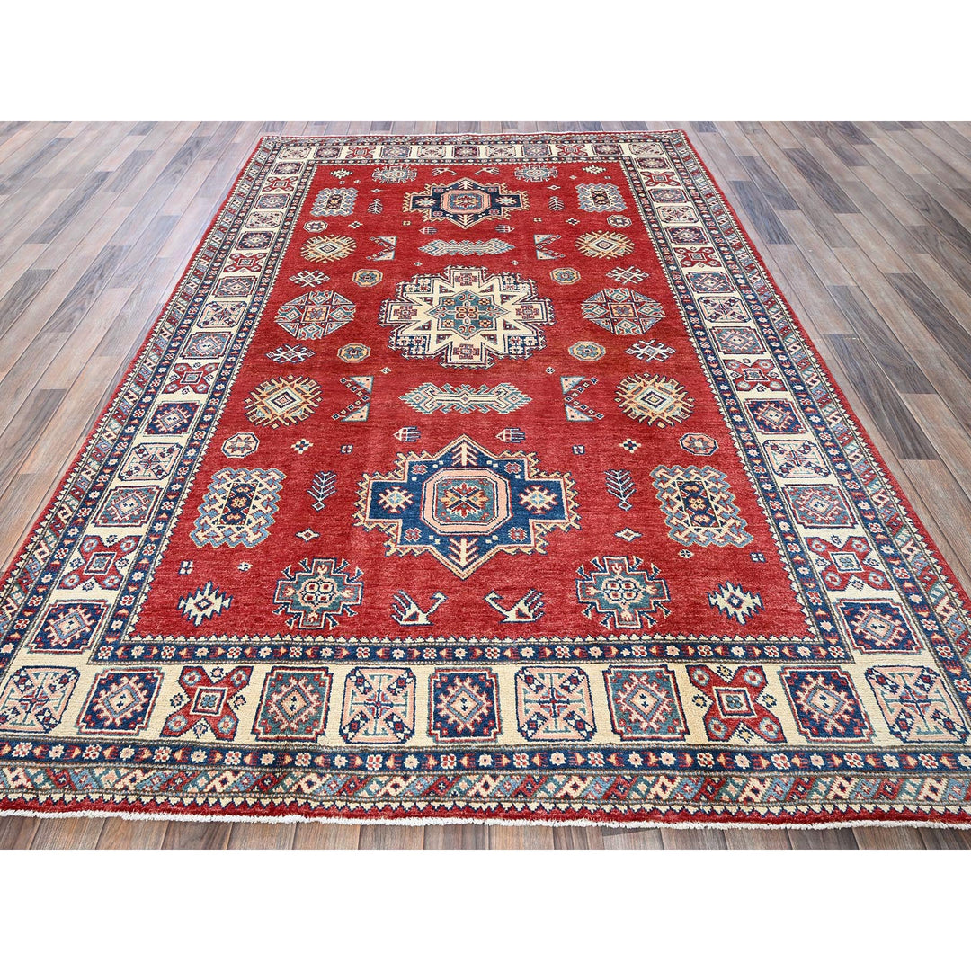 6'0" x 8'11" New Hand Knotted Red Wool Rectangle Oriental Rug - MOA102314