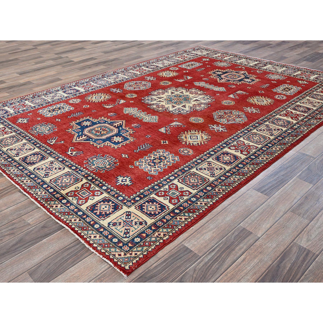 6'0" x 8'11" New Hand Knotted Red Wool Rectangle Oriental Rug - MOA102314