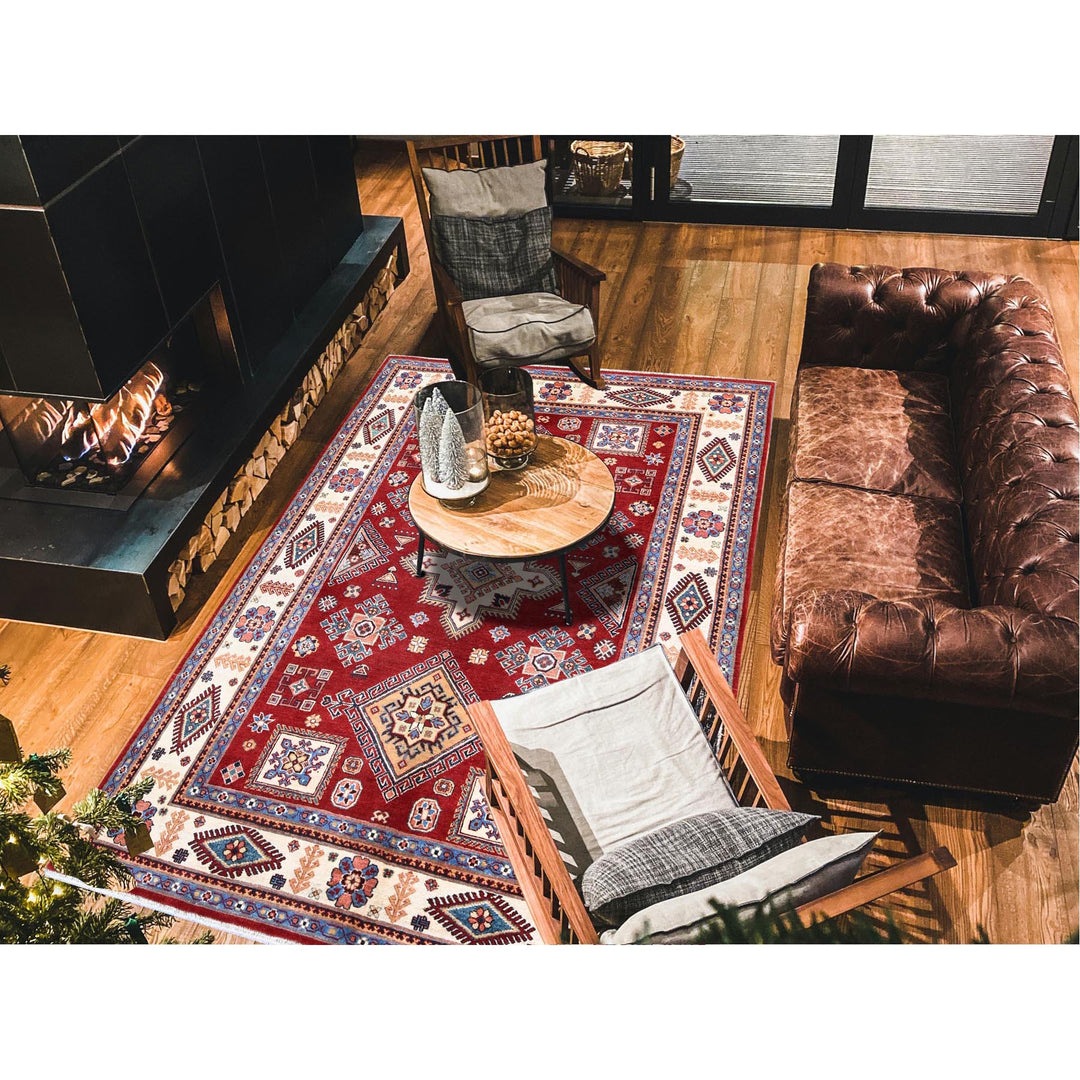 5'11" x 8'10" New Hand Knotted Red Wool Rectangle Oriental Rug - MOA102315