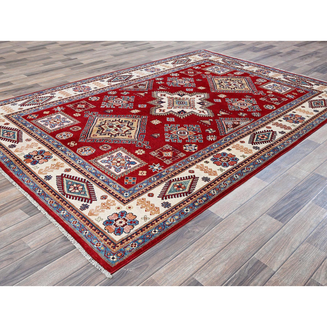5'11" x 8'10" New Hand Knotted Red Wool Rectangle Oriental Rug - MOA102315
