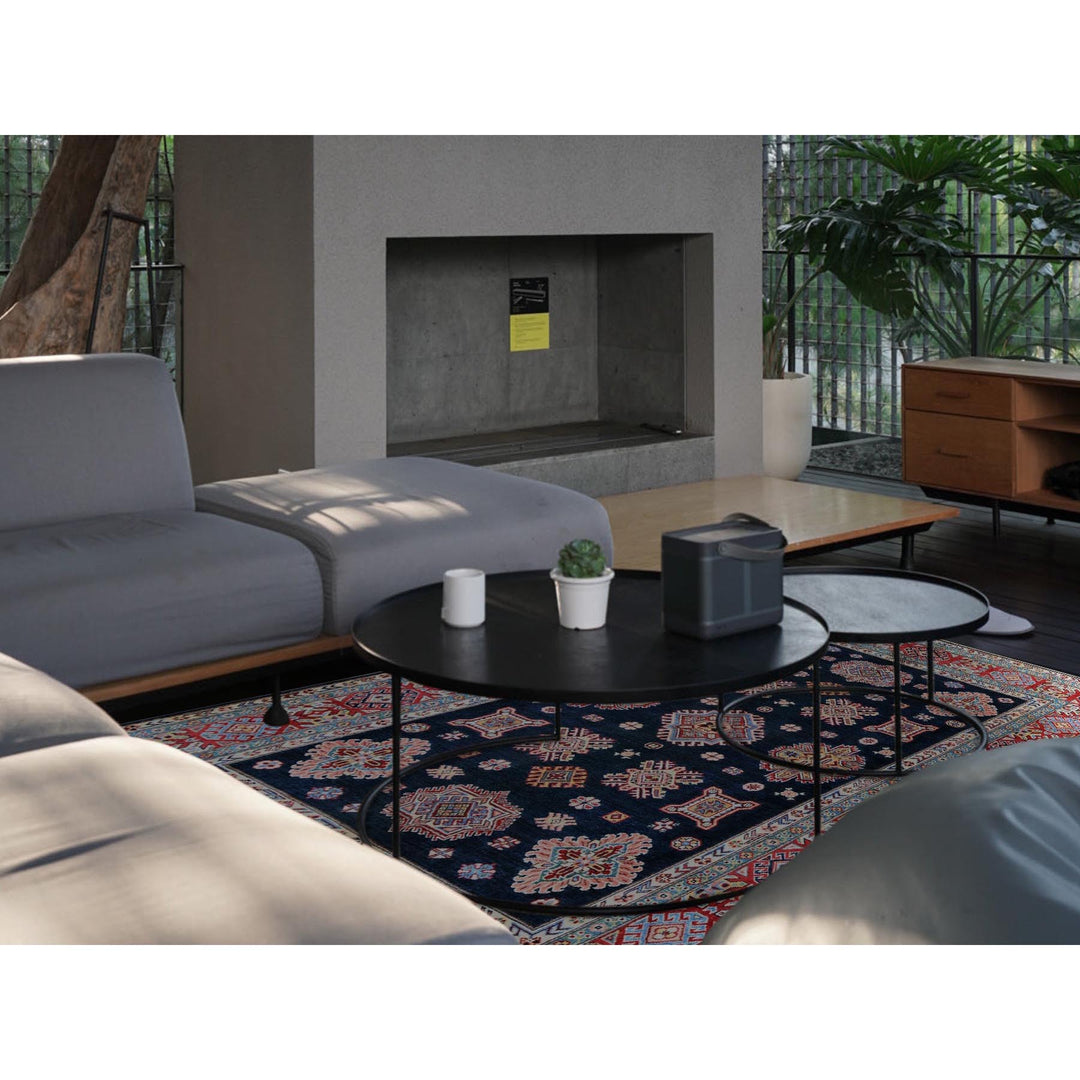 6'2" x 8'8" New Hand Knotted Blue Wool Rectangle Oriental Rug - MOA102316