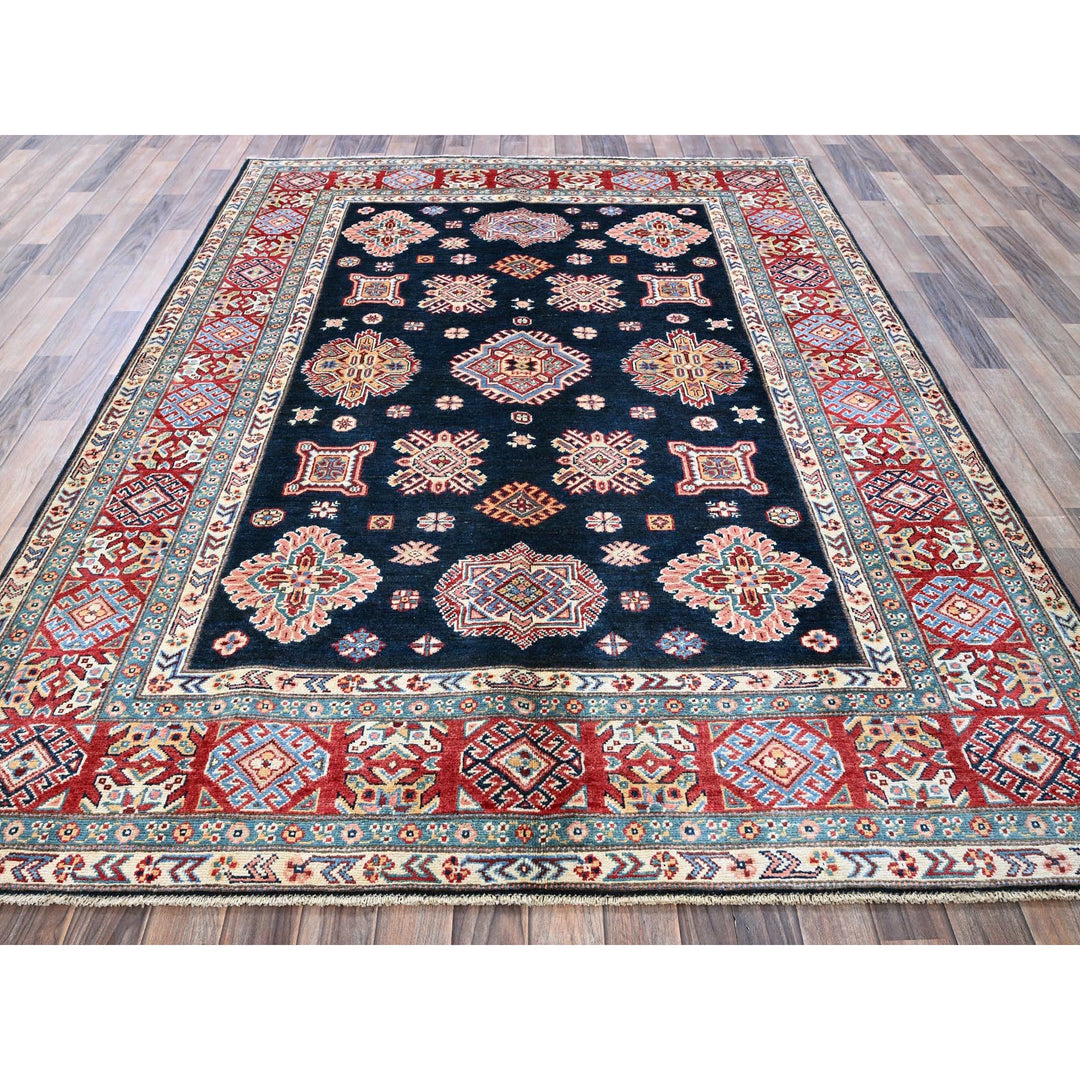 6'2" x 8'8" New Hand Knotted Blue Wool Rectangle Oriental Rug - MOA102316