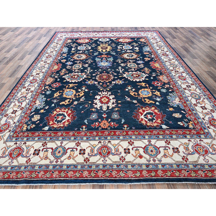 8'10" x 11'9" New Hand Knotted Blue Wool Rectangle Oriental Rug - MOA102320