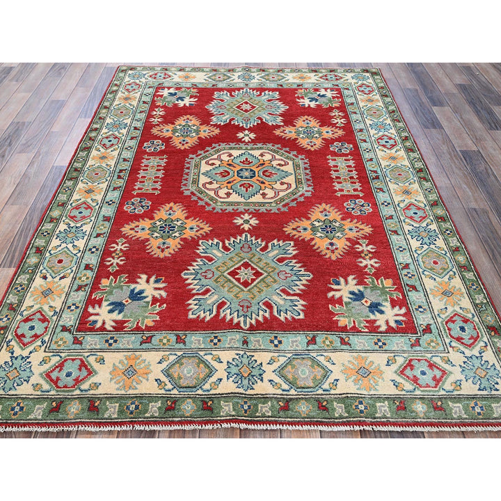 4'10" x 6'10" New Hand Knotted Red Wool Rectangle Oriental Rug - MOA102325