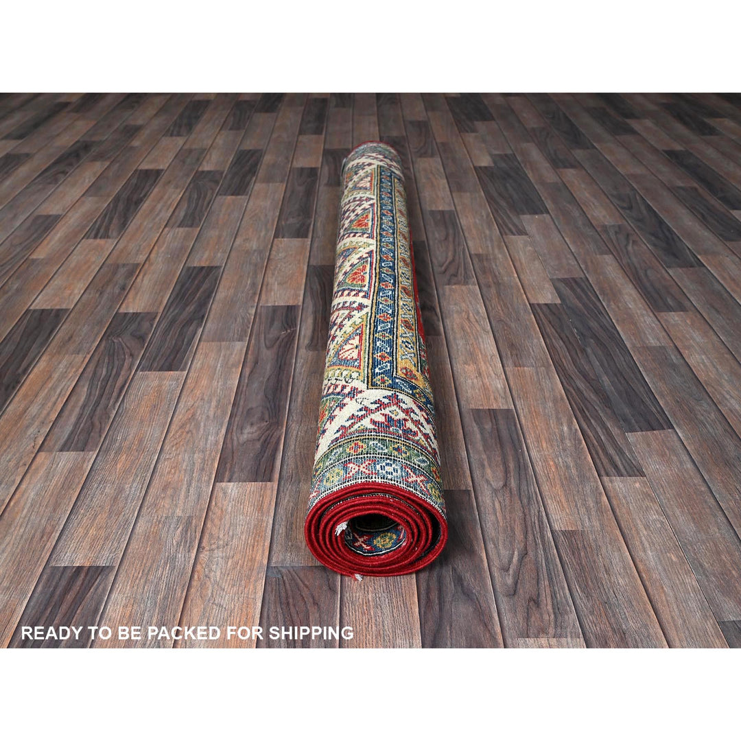 4'10" x 6'6" New Hand Knotted Red Wool Rectangle Oriental Rug - MOA102326