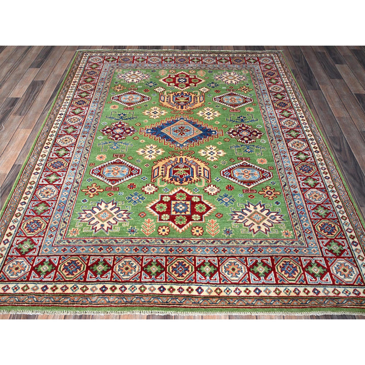 5'4" x 6'8" New Hand Knotted Green Wool Rectangle Oriental Rug - MOA102327