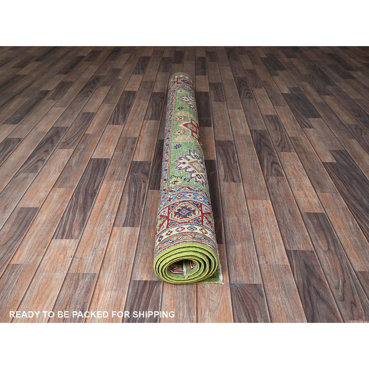 5'4" x 6'8" New Hand Knotted Green Wool Rectangle Oriental Rug - MOA102327