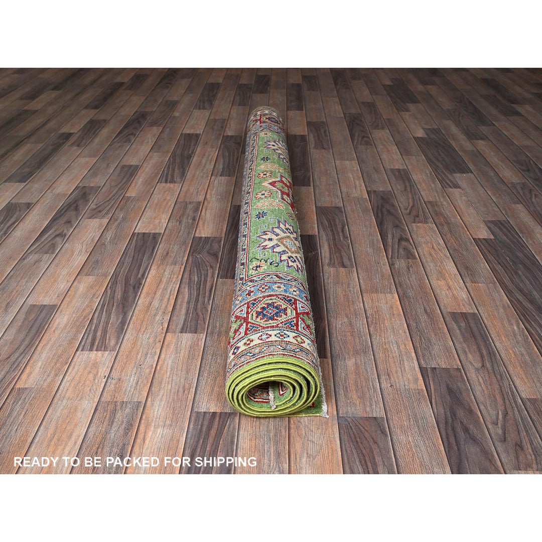 5'4" x 6'8" New Hand Knotted Green Wool Rectangle Oriental Rug - MOA102327