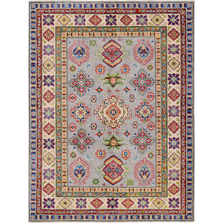 5'1" x 6'9" New Hand Knotted Grey Wool Rectangle Oriental Rug - MOA102328