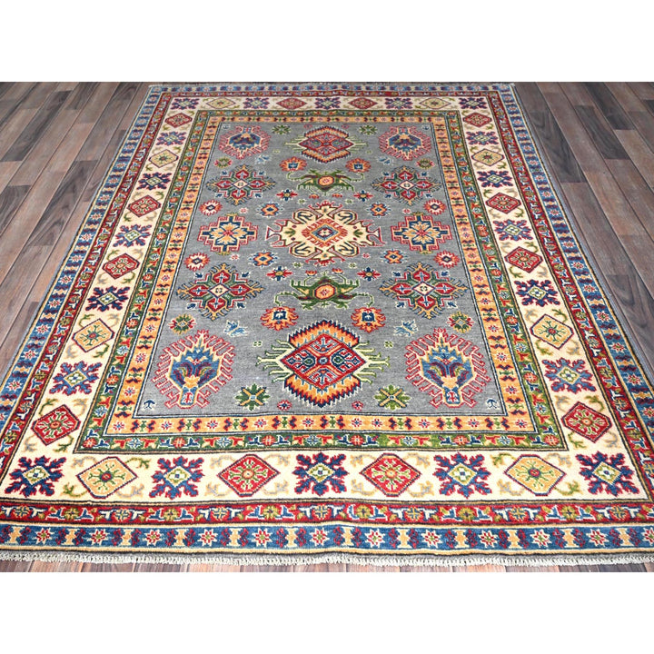 5'1" x 6'9" New Hand Knotted Grey Wool Rectangle Oriental Rug - MOA102328