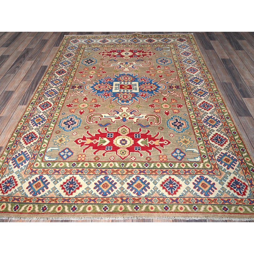 4'11" x 6'9" New Hand Knotted Brown Wool Rectangle Oriental Rug - MOA102329