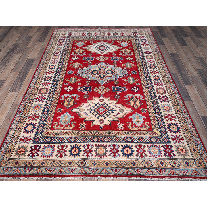 4'9" x 7'1" New Hand Knotted Red Wool Rectangle Oriental Rug - MOA102335