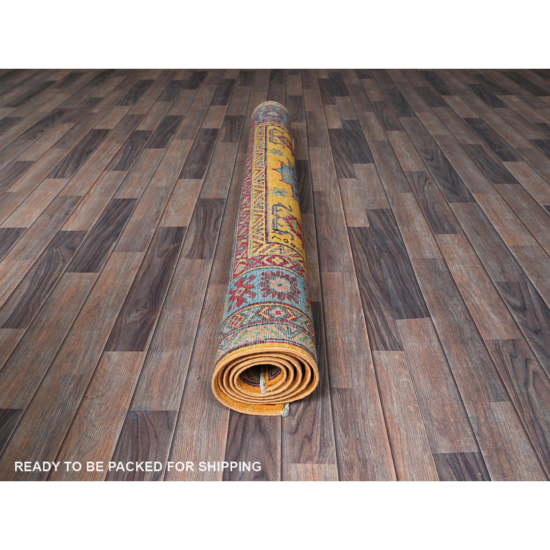 5'2" x 6'7" New Hand Knotted Yellow Wool Rectangle Oriental Rug - MOA102336