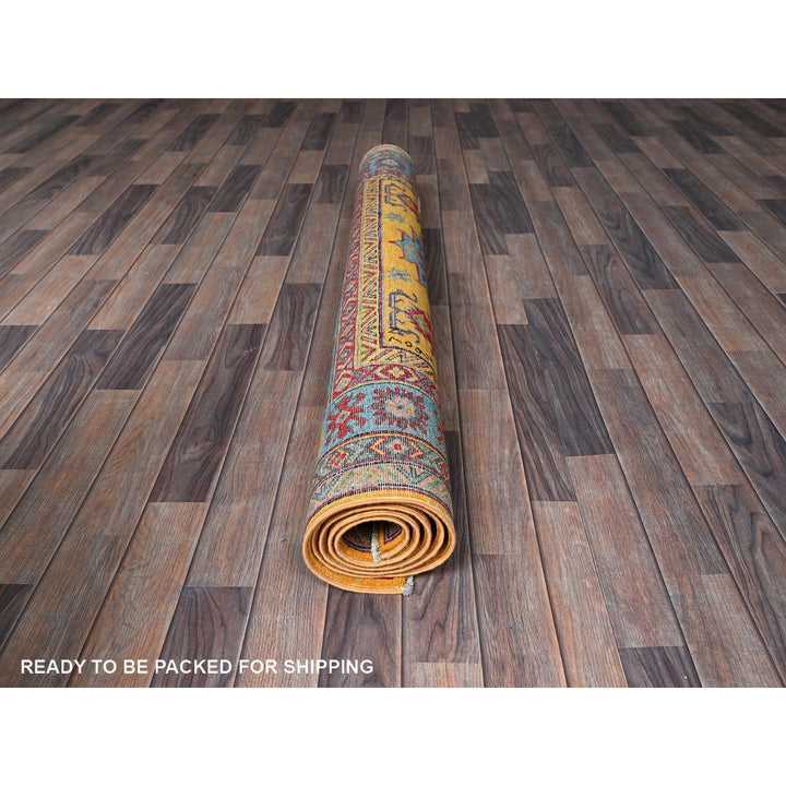 5'2" x 6'7" New Hand Knotted Yellow Wool Rectangle Oriental Rug - MOA102336