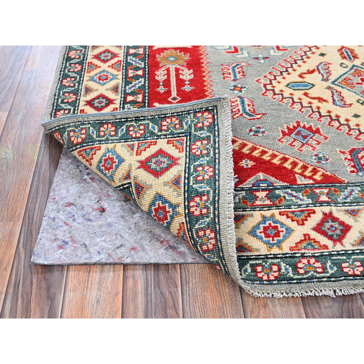 5'1" x 6'11" New Hand Knotted Grey Wool Rectangle Oriental Rug - MOA102337