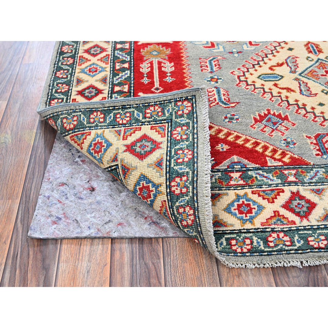 5'1" x 6'11" New Hand Knotted Grey Wool Rectangle Oriental Rug - MOA102337