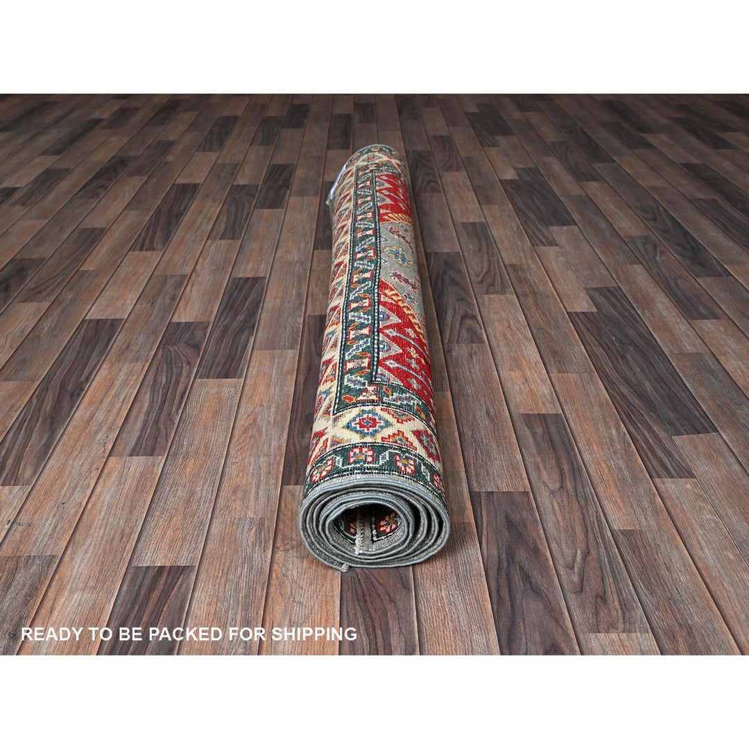 5'1" x 6'11" New Hand Knotted Grey Wool Rectangle Oriental Rug - MOA102337