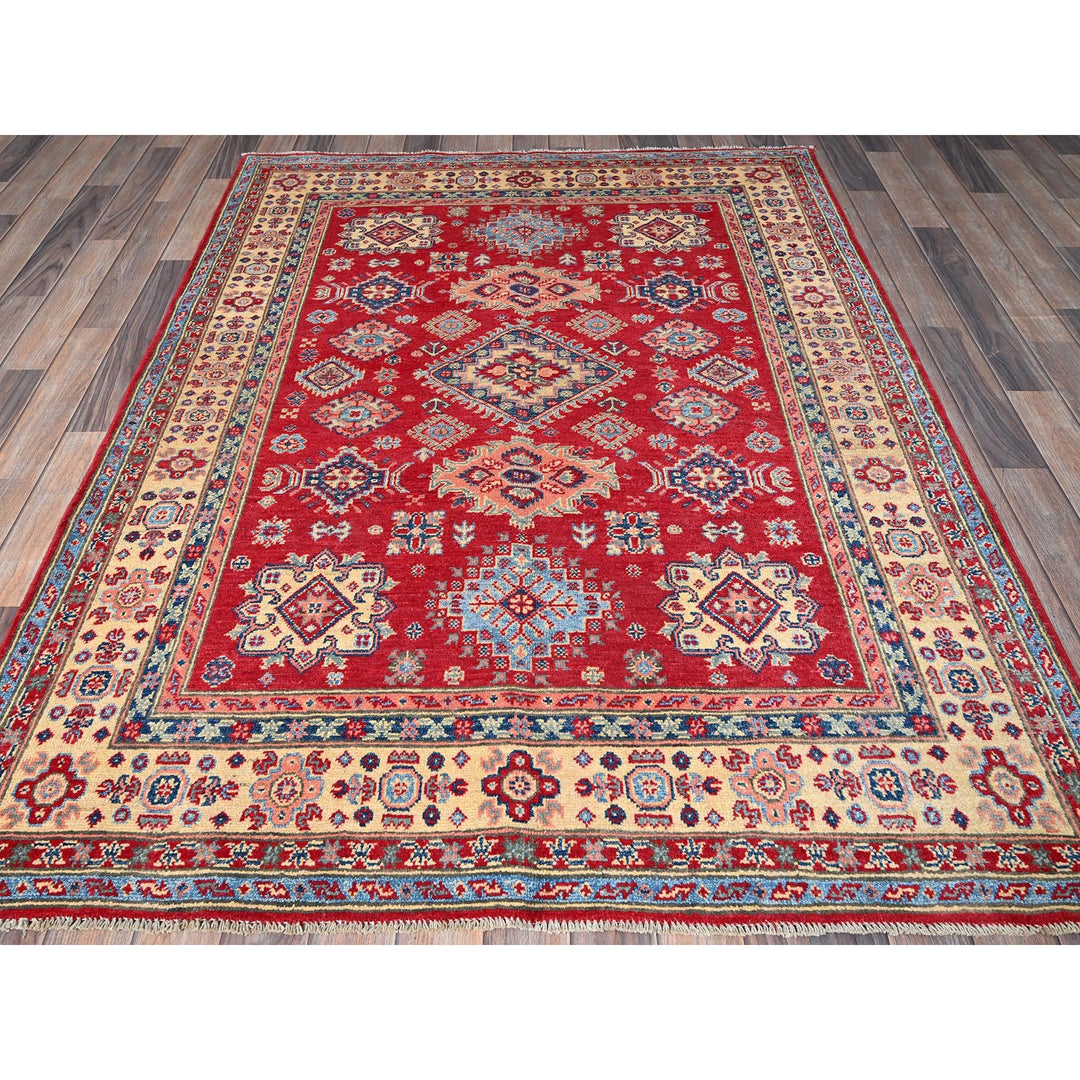 4'11" x 6'4" New Hand Knotted Red Wool Rectangle Oriental Rug - MOA102338