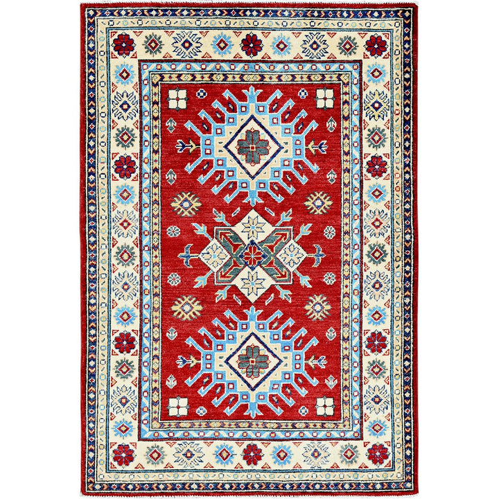 3'5" x 5'0" New Hand Knotted Red Wool Rectangle Oriental Rug - MOA102340