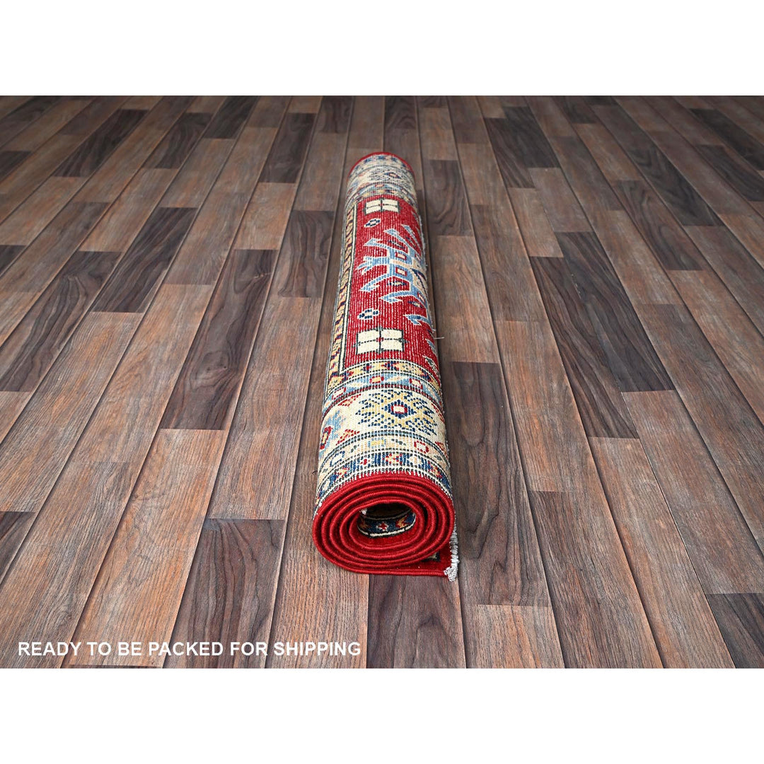 3'5" x 5'0" New Hand Knotted Red Wool Rectangle Oriental Rug - MOA102340