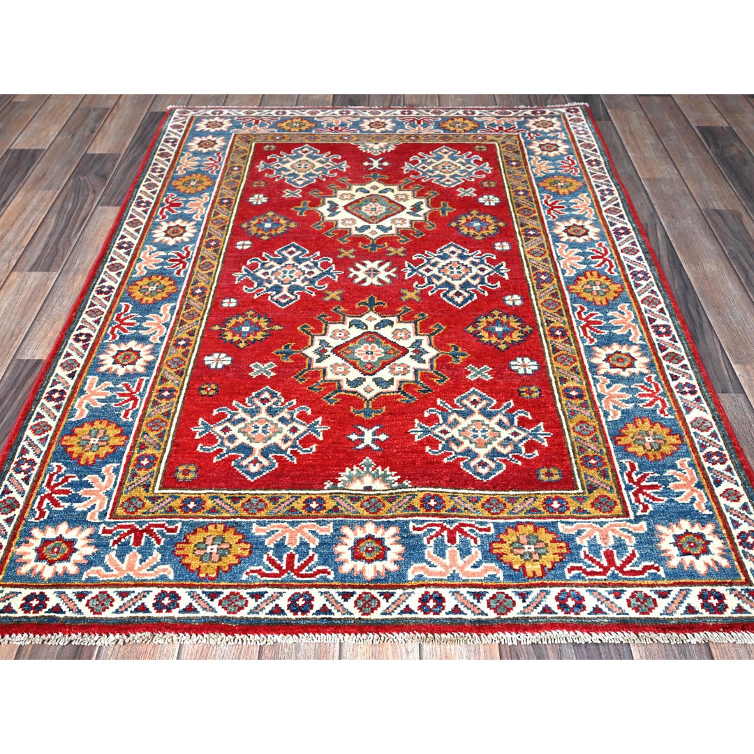 3'8" x 4'10" New Hand Knotted Red Wool Rectangle Oriental Rug - MOA102341