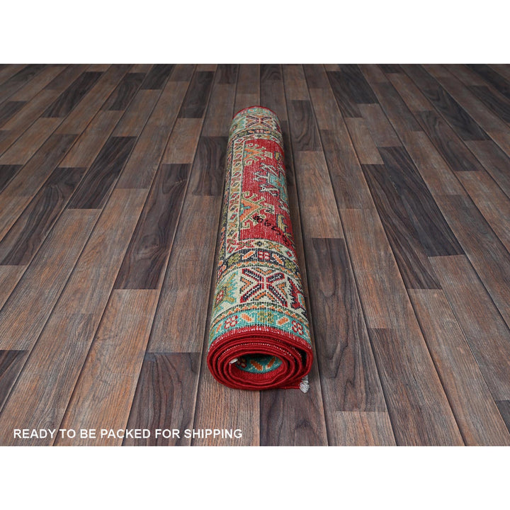 3'4" x 4'11" New Hand Knotted Red Wool Rectangle Oriental Rug - MOA102345