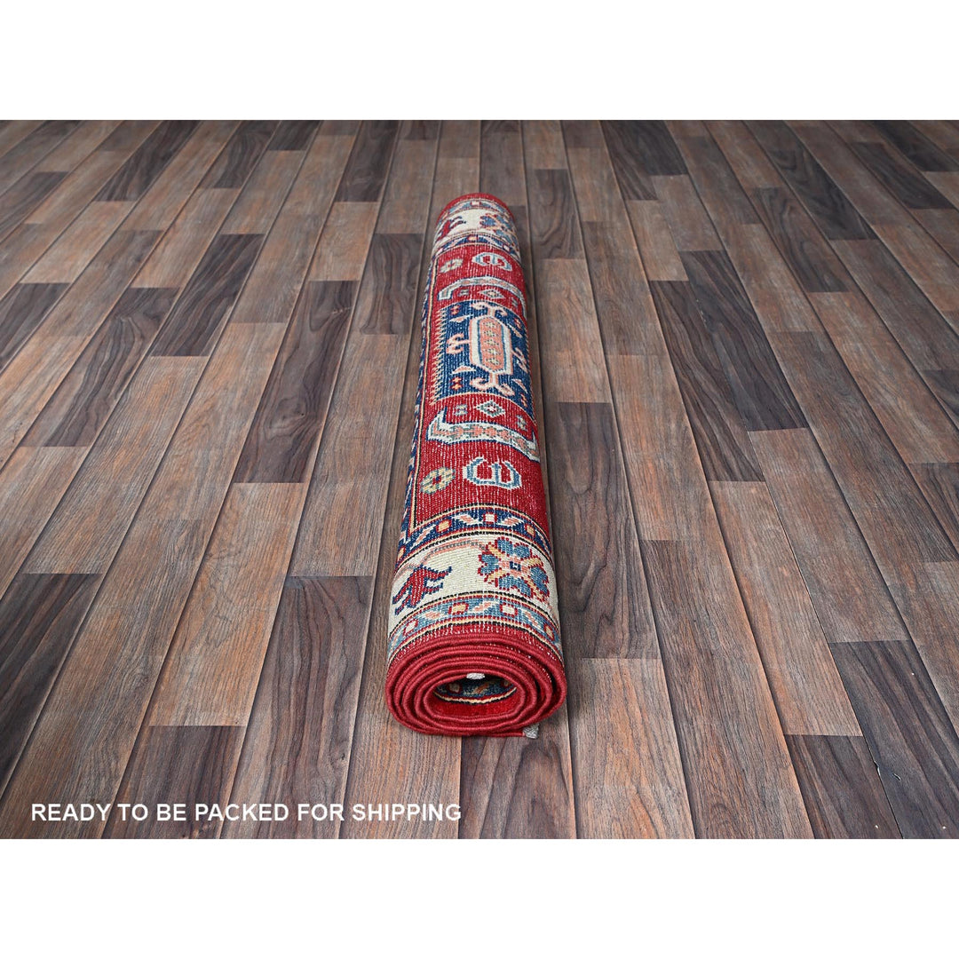 3'5" x 5'0" New Hand Knotted Red Wool Rectangle Oriental Rug - MOA102346