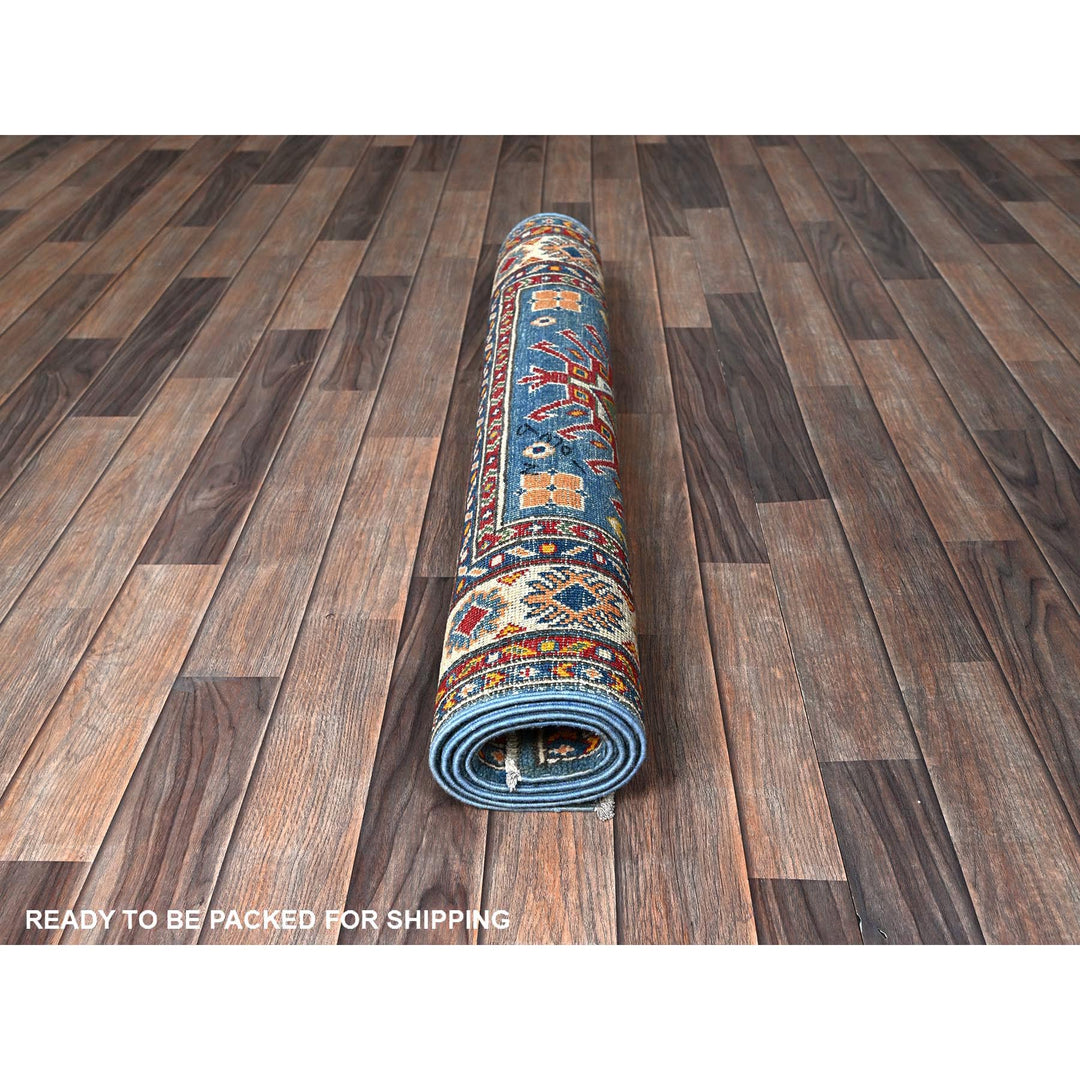 3'4" x 4'11" New Hand Knotted Blue Wool Rectangle Oriental Rug - MOA102347