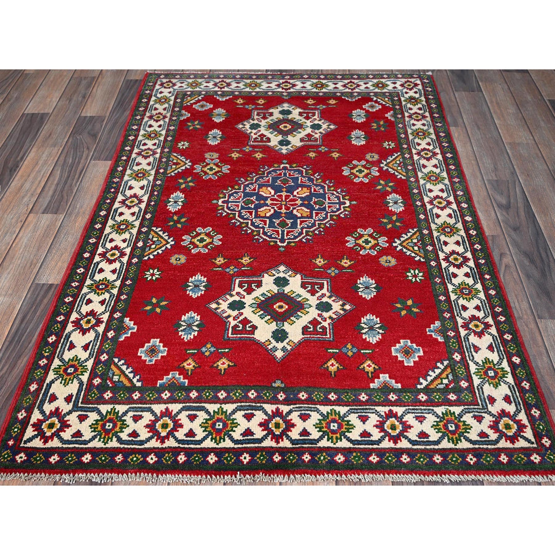 3'3" x 4'9" New Hand Knotted Red Wool Rectangle Oriental Rug - MOA102348