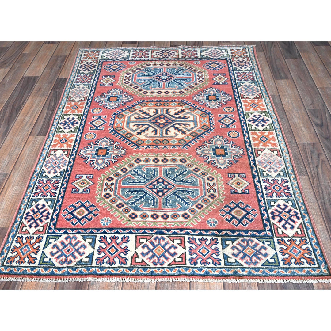 3'4" x 4'11" New Hand Knotted Pink Wool Rectangle Oriental Rug - MOA102350