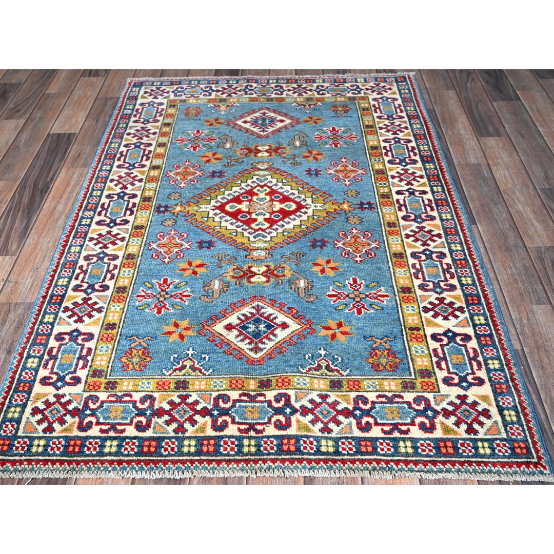 3'4" x 4'11" New Hand Knotted Blue Wool Rectangle Oriental Rug - MOA102351